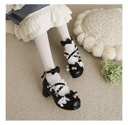 Elegant Lolita Princess Heels – Lace Bowknot Mary Jane Shoes